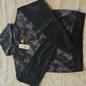 Adidas Men's Black and Gray Camouflage Hoodie